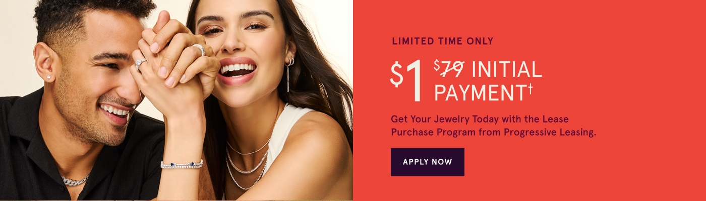 $1 initial payment to take your jewelry home with the Lease Purchase Program from Progressive Leasing.